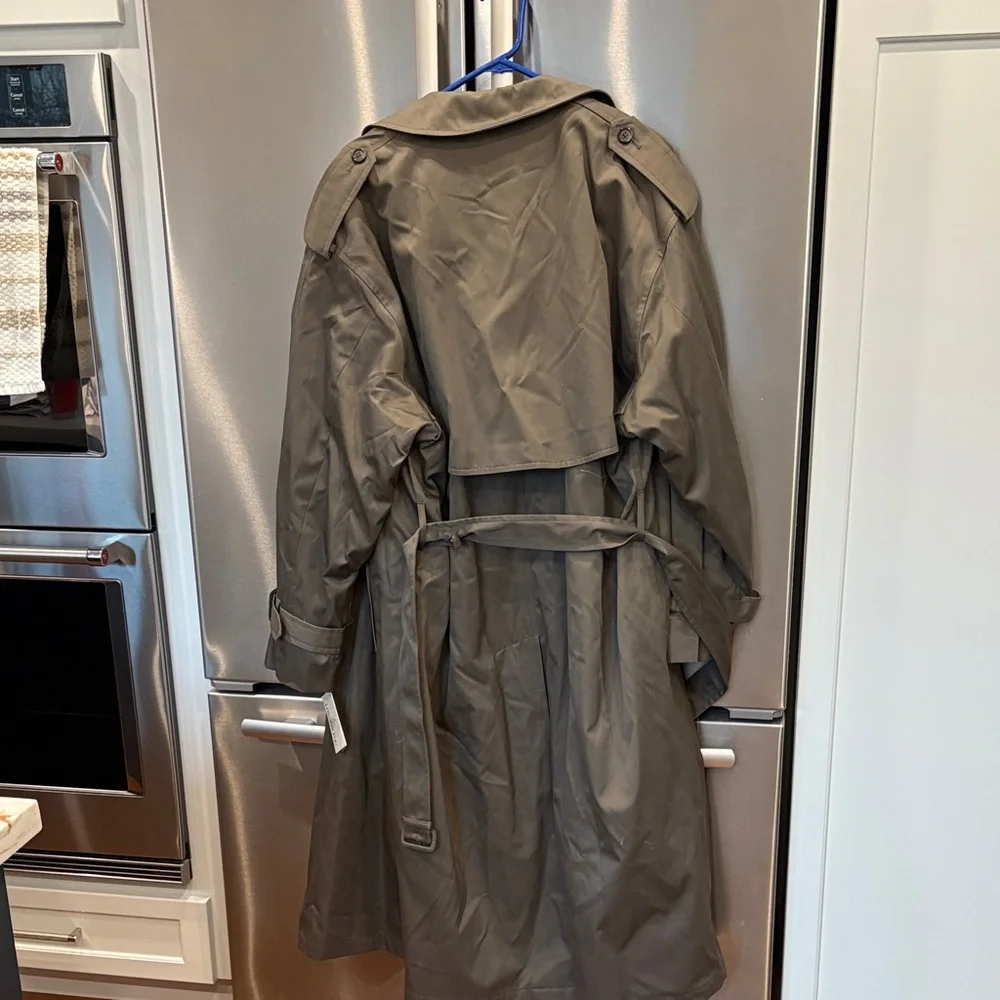 Men’s London Fog Dark Green Khaki Trench Coat w/removable lining brand new - Picture 9 of 11